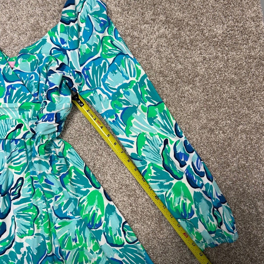 Lilly Pulitzer Fleur Dress Agate Green Lazy River Women Size Large Fit and Flare - Picture 4 of 9